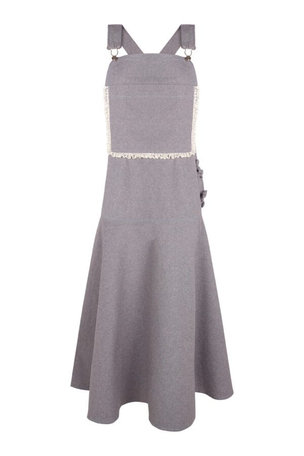 Vestido midi denim tirantes encaje